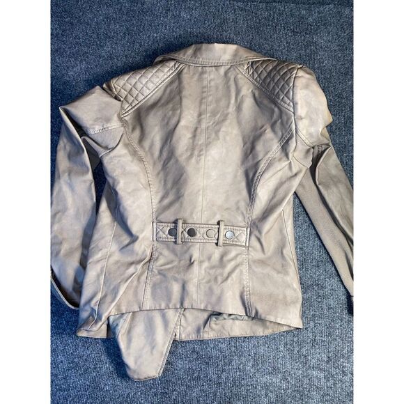 BNCI by Blanc Noir Jacket Women's M dark‎ Beige, Faux Leather Open Front - Picture 2 of 7